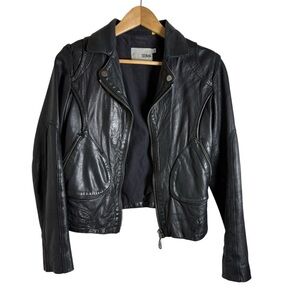 Doma| Women’s Jet Black Leather Biker Jacket-Size S